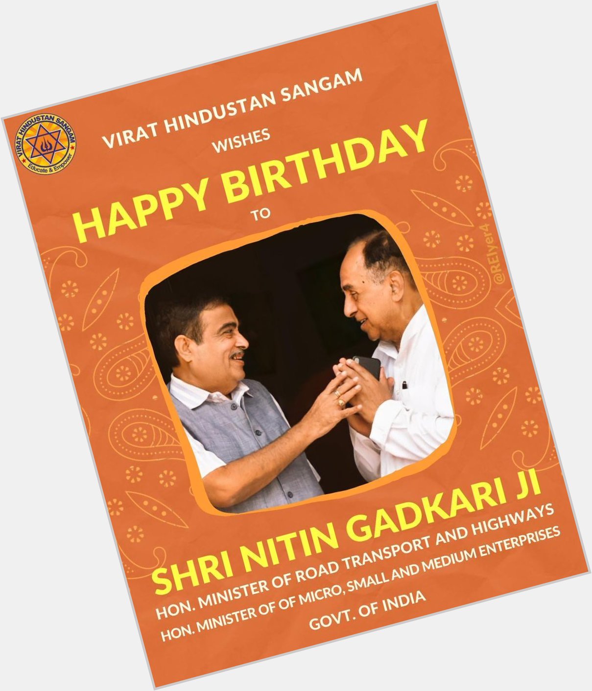   wishes Happy Birthday to Sri ji  