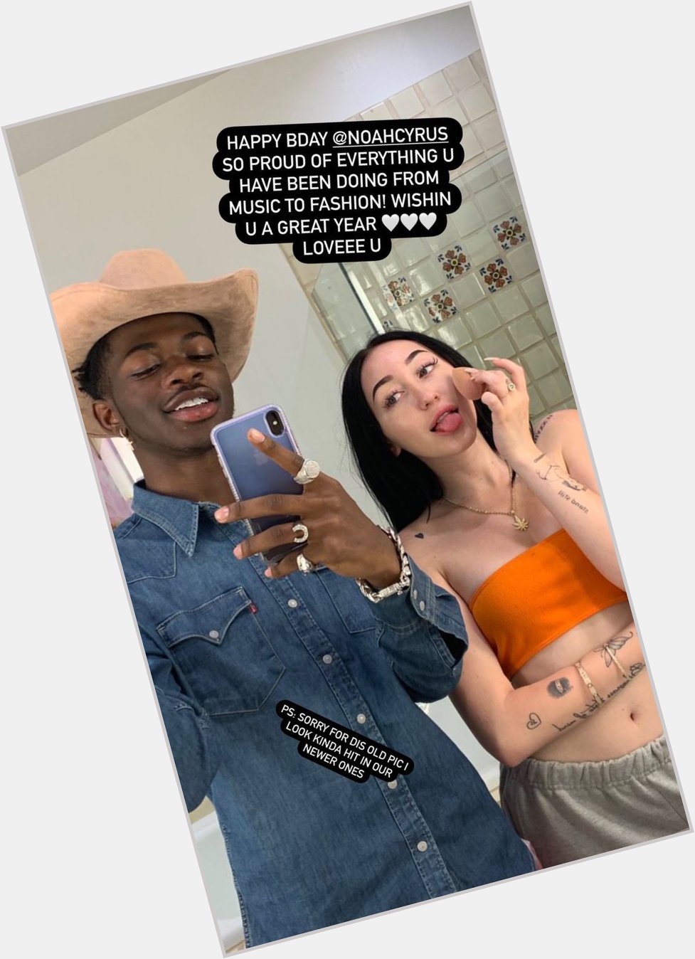Lil Nas X wishes Noah Cyrus a happy birthday with a cute message via his instagram story 