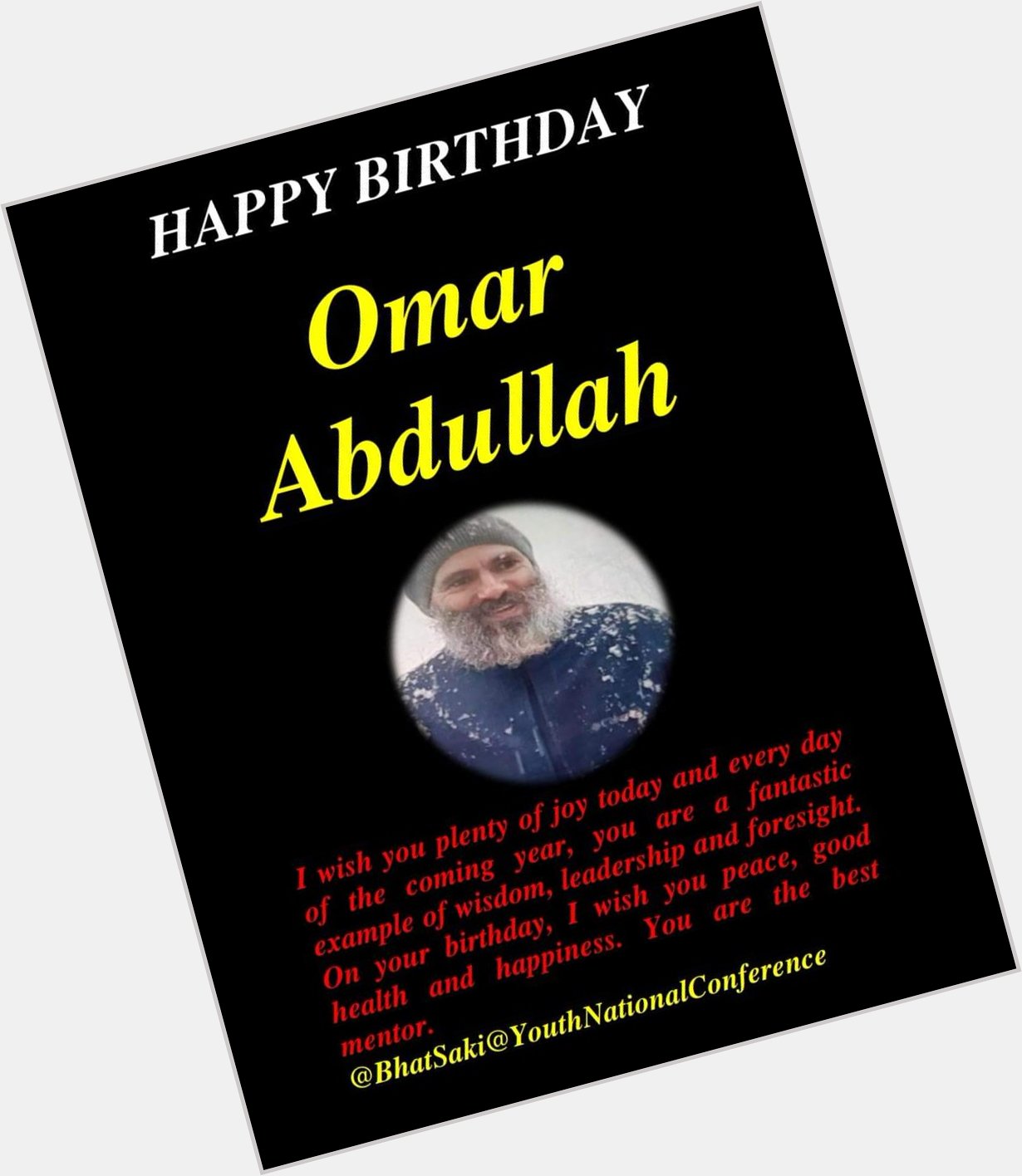 Happy Birthday Jinab Omar Abdullah Sahab. 