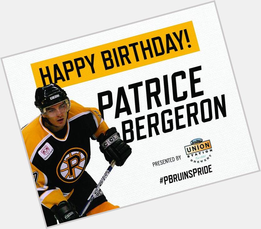 The Providence Bruins and Union Station Brewery would like to wish Patrice Bergeron a Happy Birthday! 