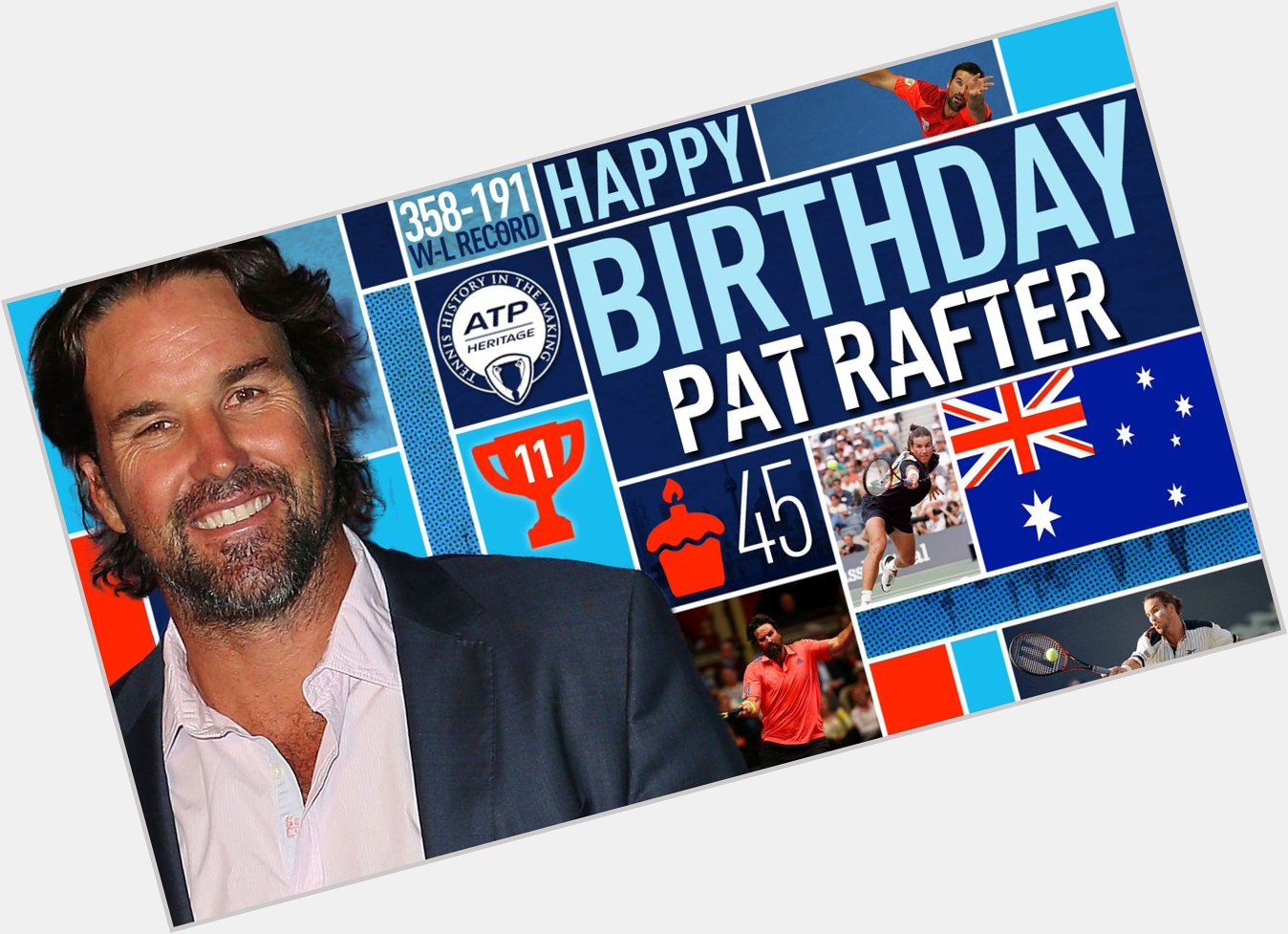   legend Patrick Rafter turns 4 5 today! Join us in wishing the Aussie a very Happy Birthday 