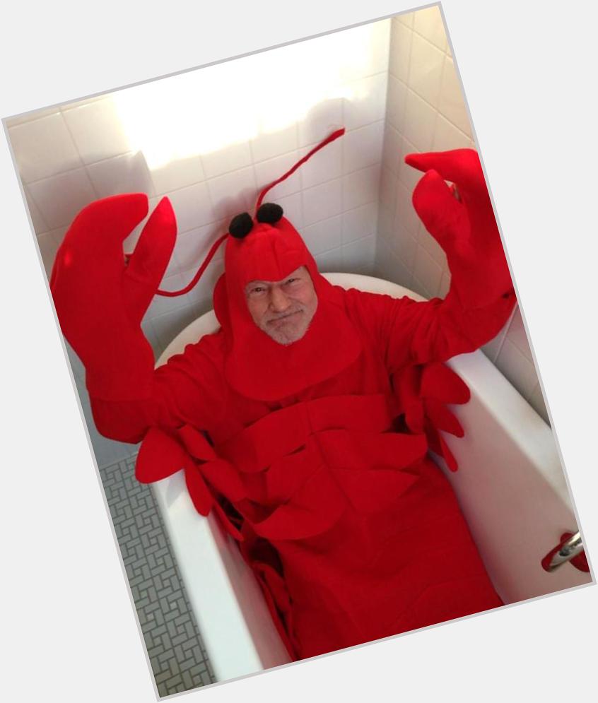 Happy birthday to one of my acting heroes, Sir Patrick Stewart! Here he is dressed as a lobster in a bath. Enjoy! 