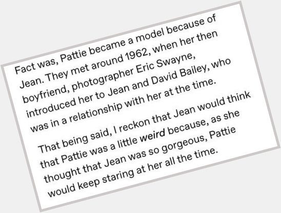 / Happy birthday Pattie Boyd ! Here s a funny story of Pattie and Jean meeting for the first time. 