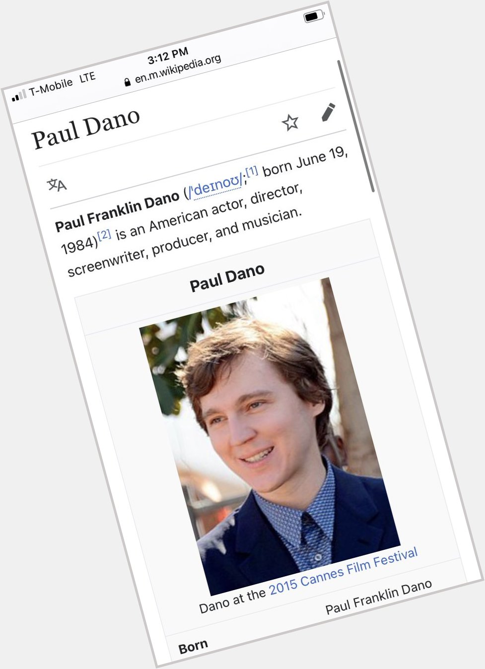 Had the weird urge to look up when Paul Dano s birthday is and this happened Happy Birthday, King 