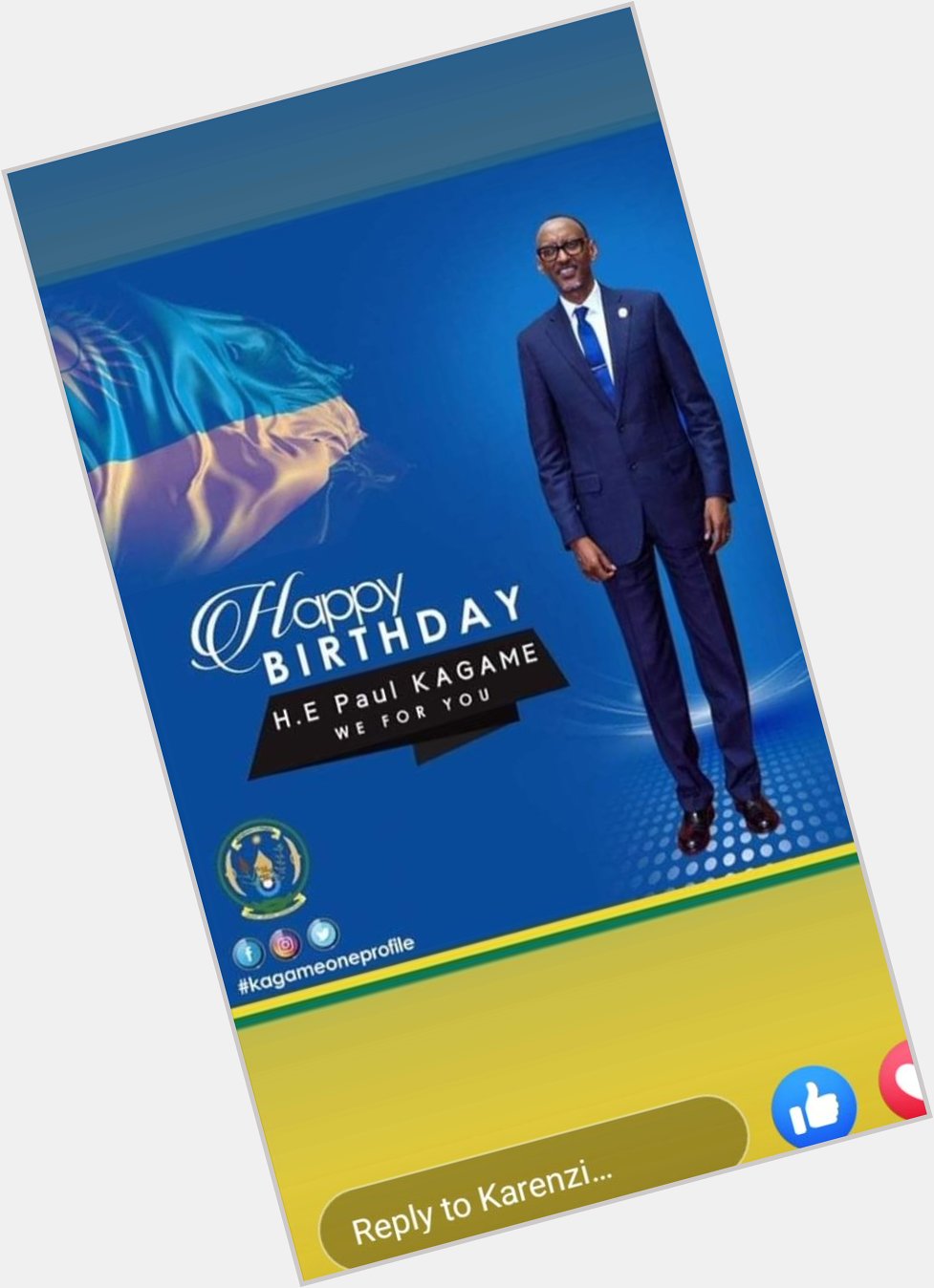 Happy birthday our Excellent Paul Kagame we really love as Rwandans God continuing your Distance in Life. 