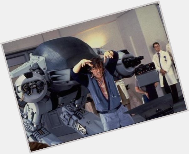 Happy 79th birthday, Paul Verhoeven. Pictured: Behind the scenes of Robocop 