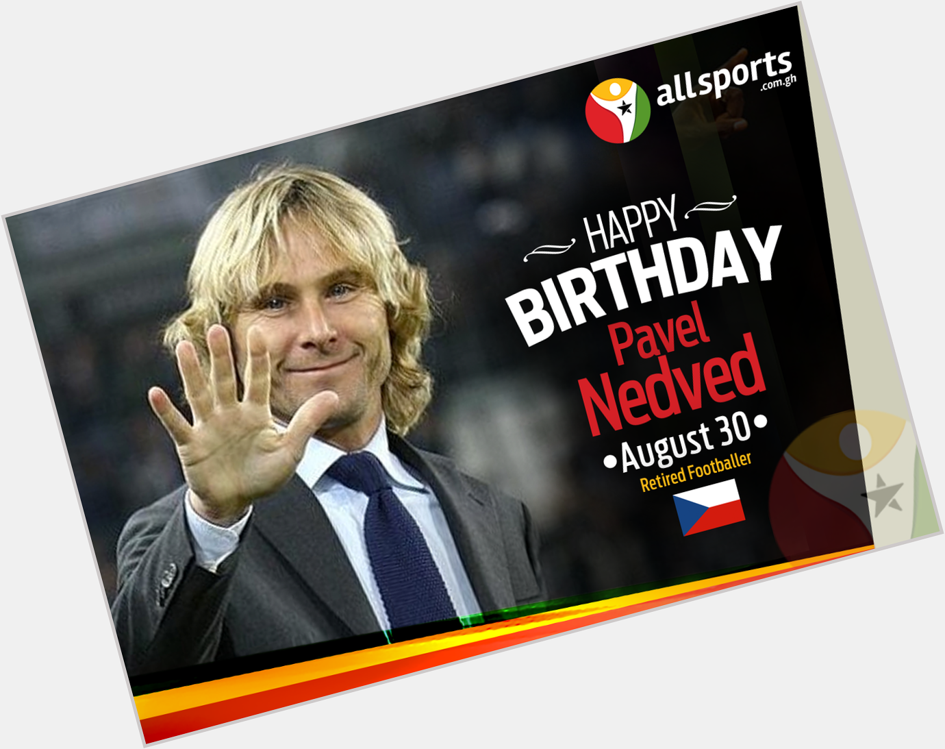 AllSportsGh wishes former Czech Rep. and midfielder, Pavel Nedved a HAPPY BIRTHDAY as he turns 43 today. 