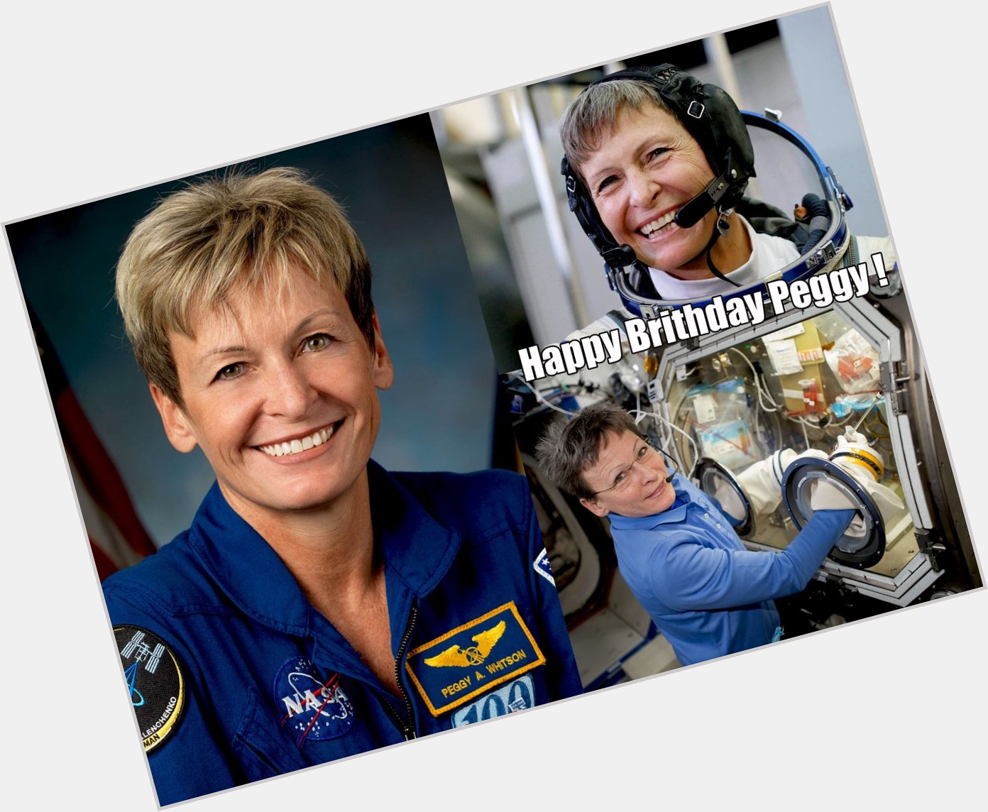 Today, February 9th, is the birthday of NASA astronaut Peggy Whitson, Happy Birthday to Peggy.  