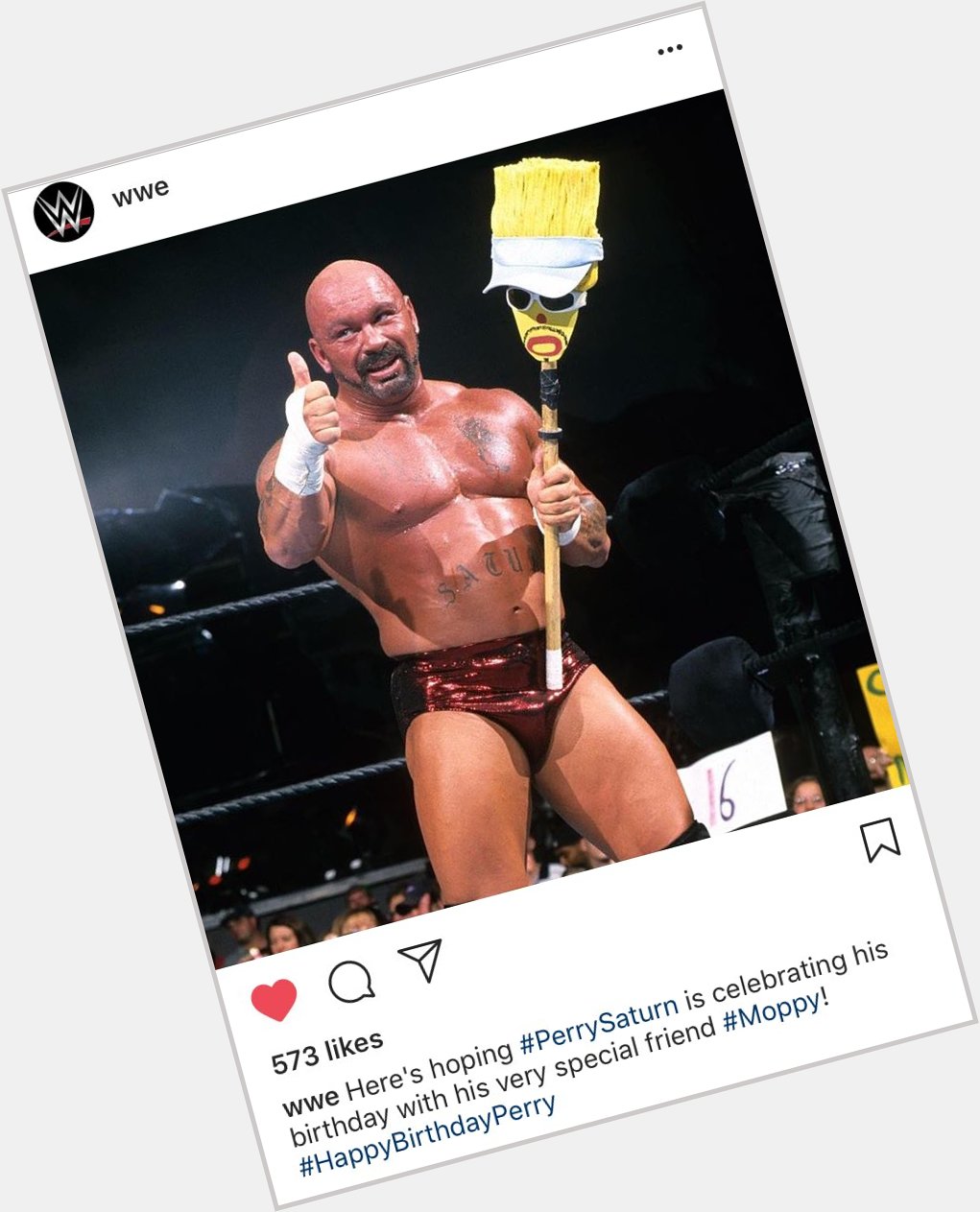 So happy wished Perry Saturn a happy birthday...and even happier they used the pick of him with Scotty 2 Moppy. 