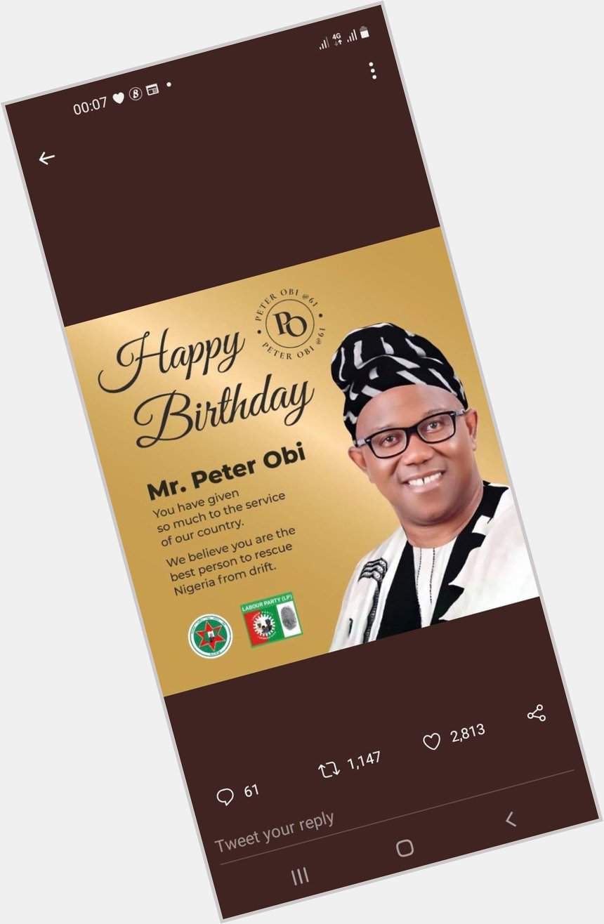Happy Birthday my able President Peter Obi!
May your joy be full always. 