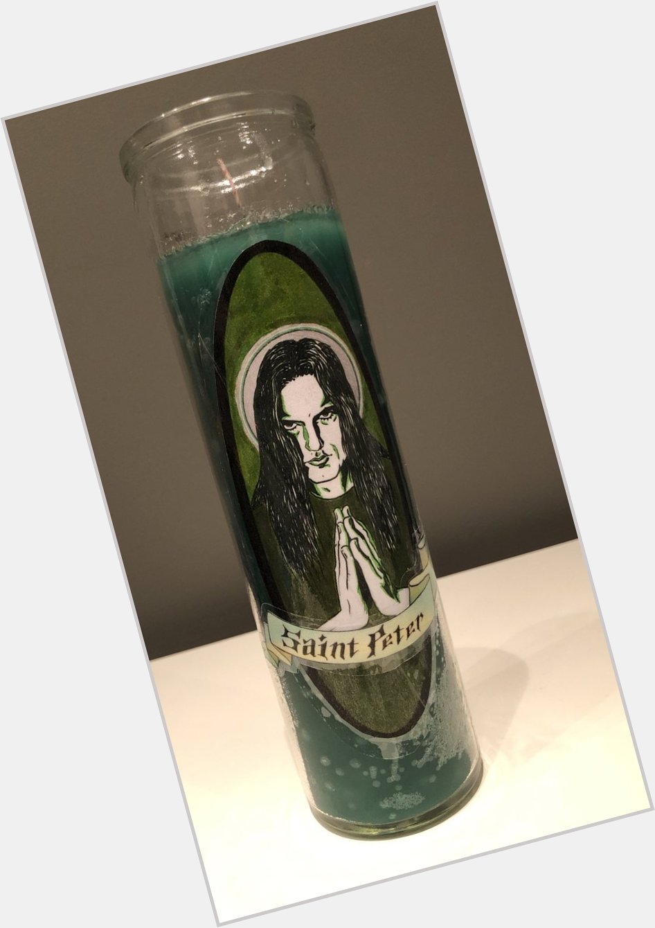 I made a peter steele prayer candle for my friend s birthday and i m so happy with how it turned out 