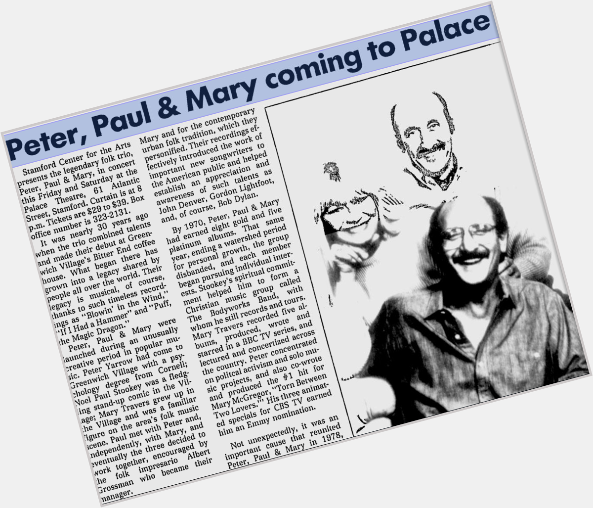 Happy Birthday to Peter Yarrow! Remember when Peter, Paul and Mary performed at in 1991? 