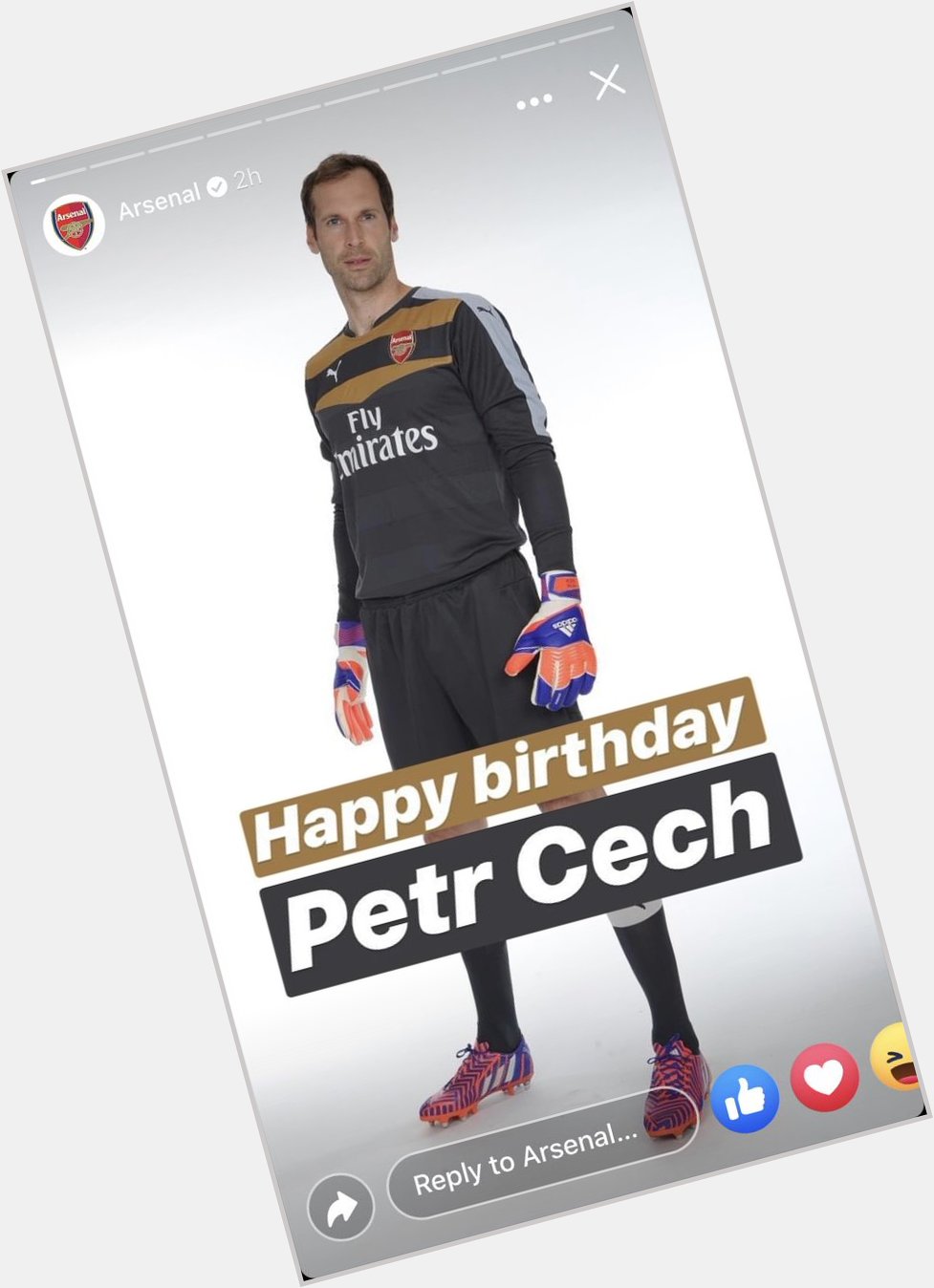 The official Arsenal Facebook account wishing Petr Cech a happy birthday. Doubt it would of gone too well on message 