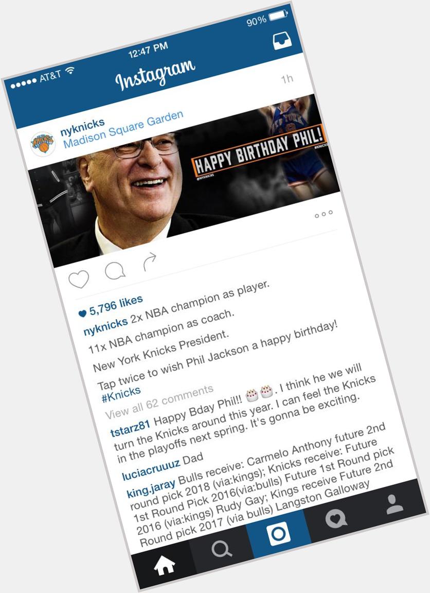 It\s Phil Jackson\s birthday and instead of wishing him a happy birthday, fan....  