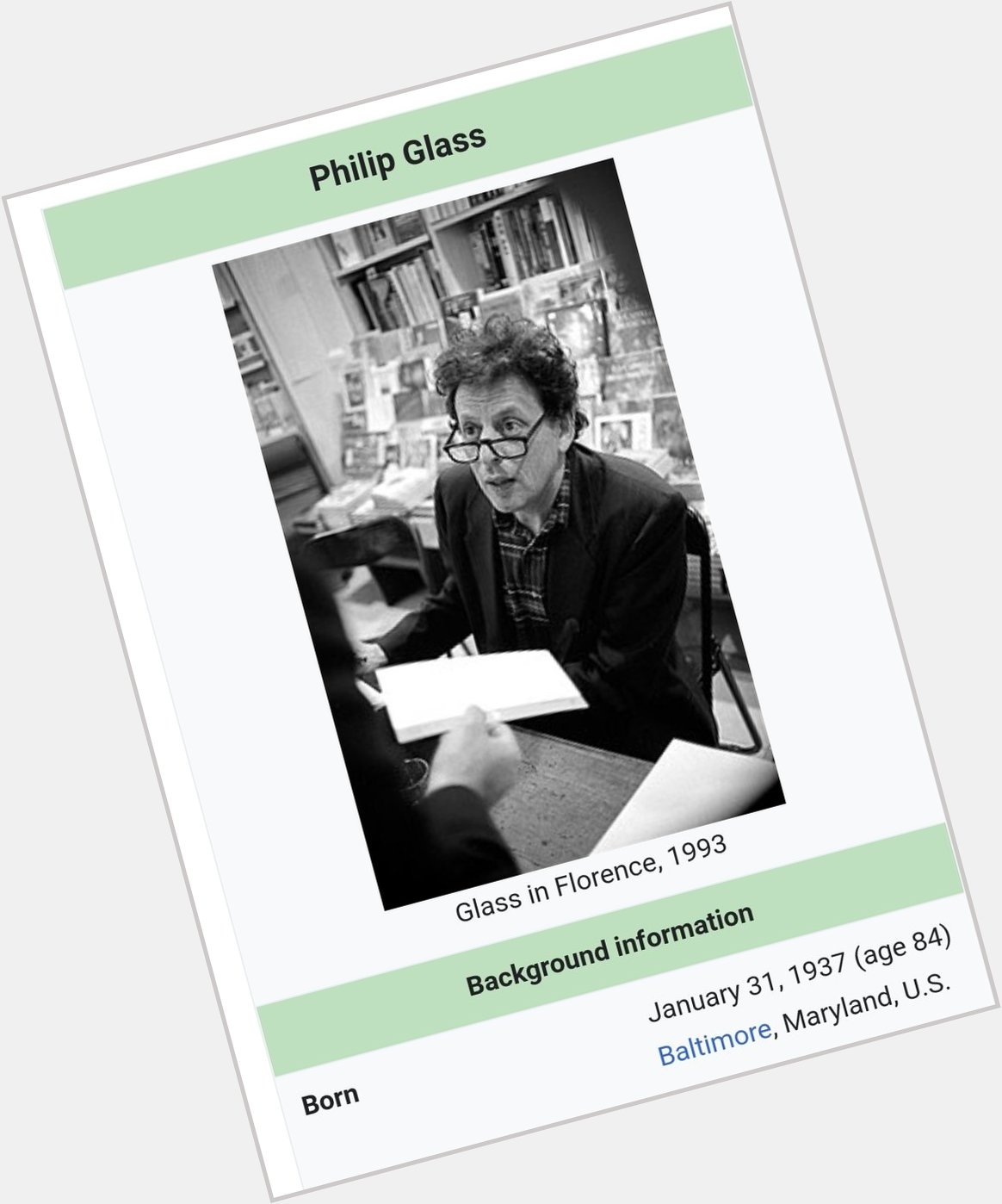 Happy Birthday to Philip Glass and absolutely no one/nothing else 