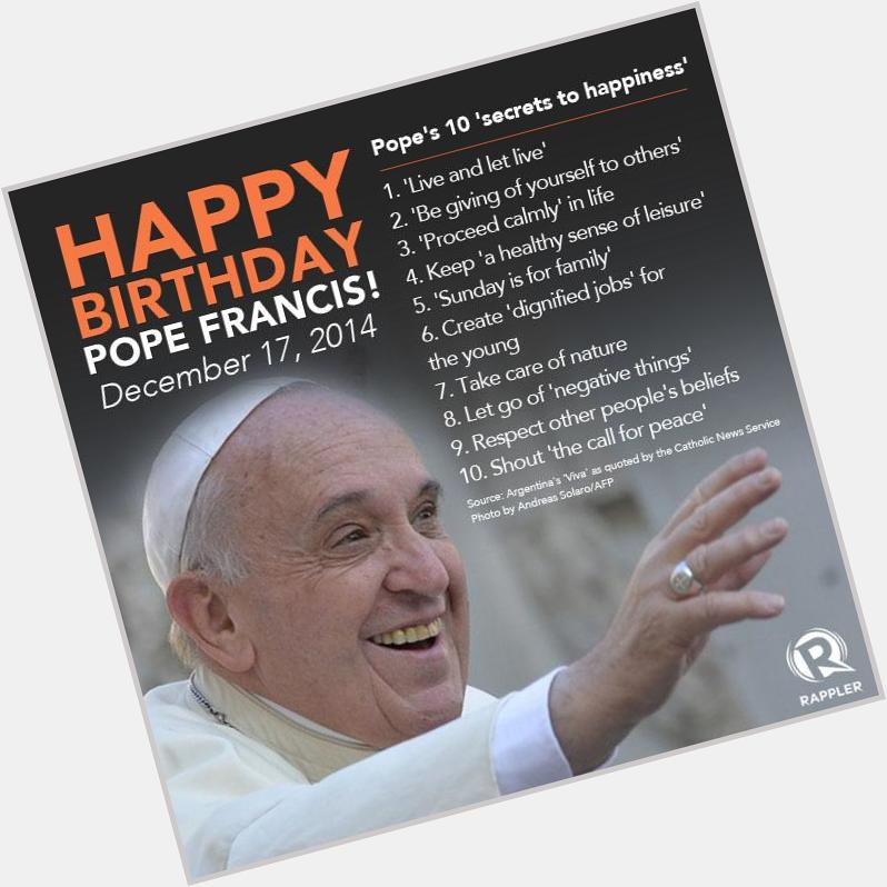 Happy Birthday, Pope Francis!

Check out Rapplers visit microsite:  