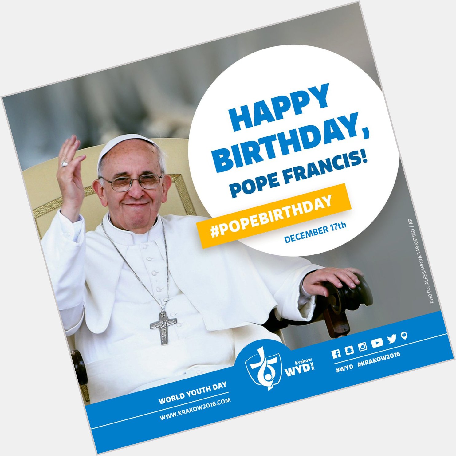Happy, happy birthday Pope Francis, from all the  community. 