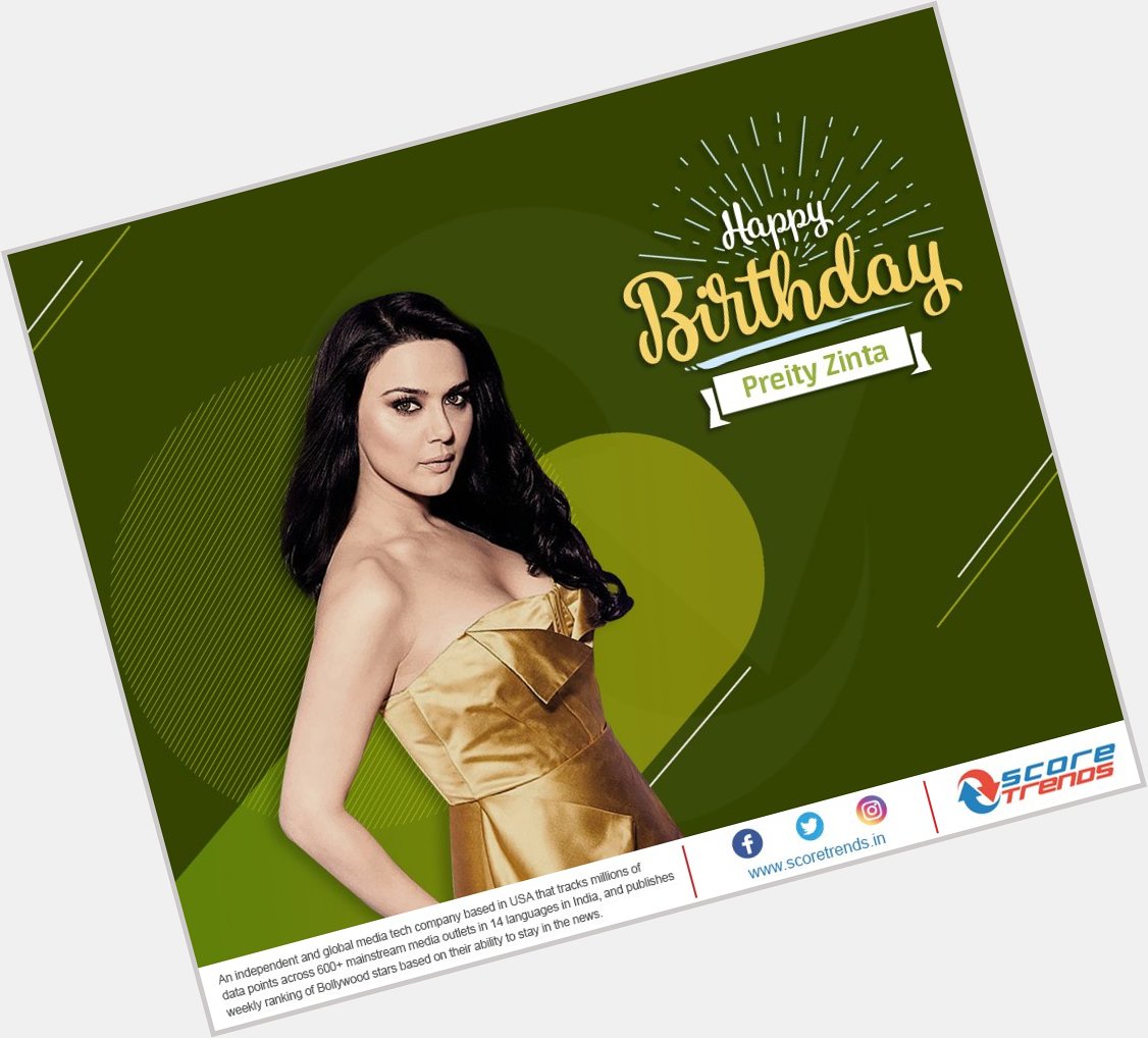 Score Trends wishes the beautiful Preity Zinta a very Happy Birthday! 