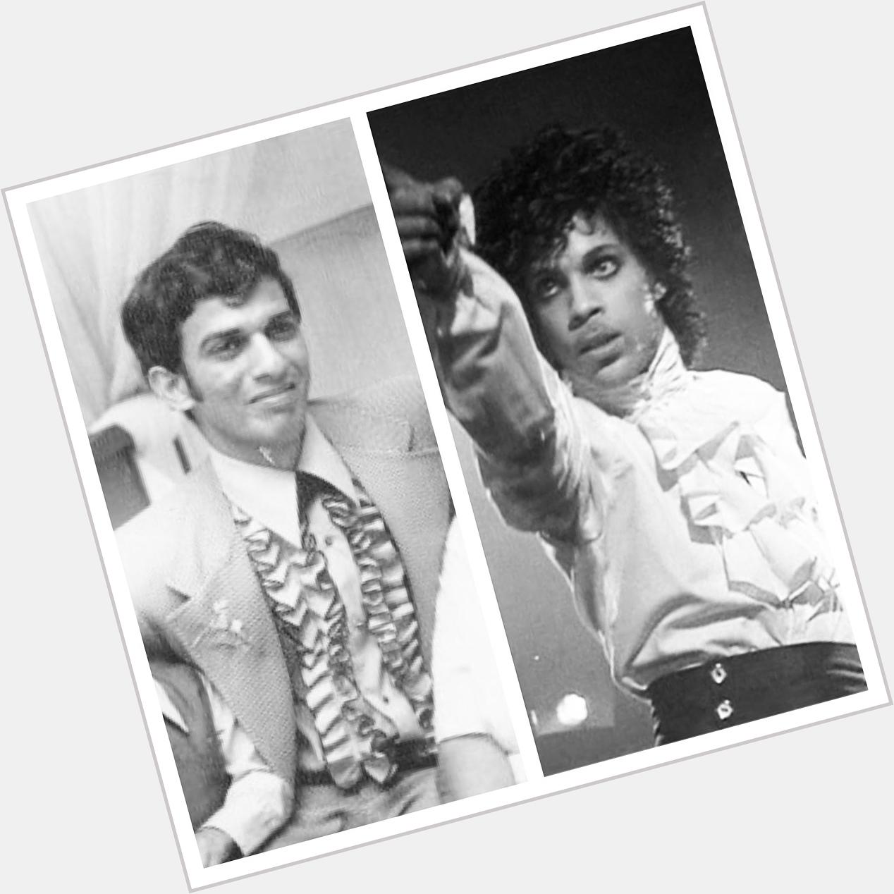 Happy birthday to these fly guys in ruffled shirts... My pops & Prince 