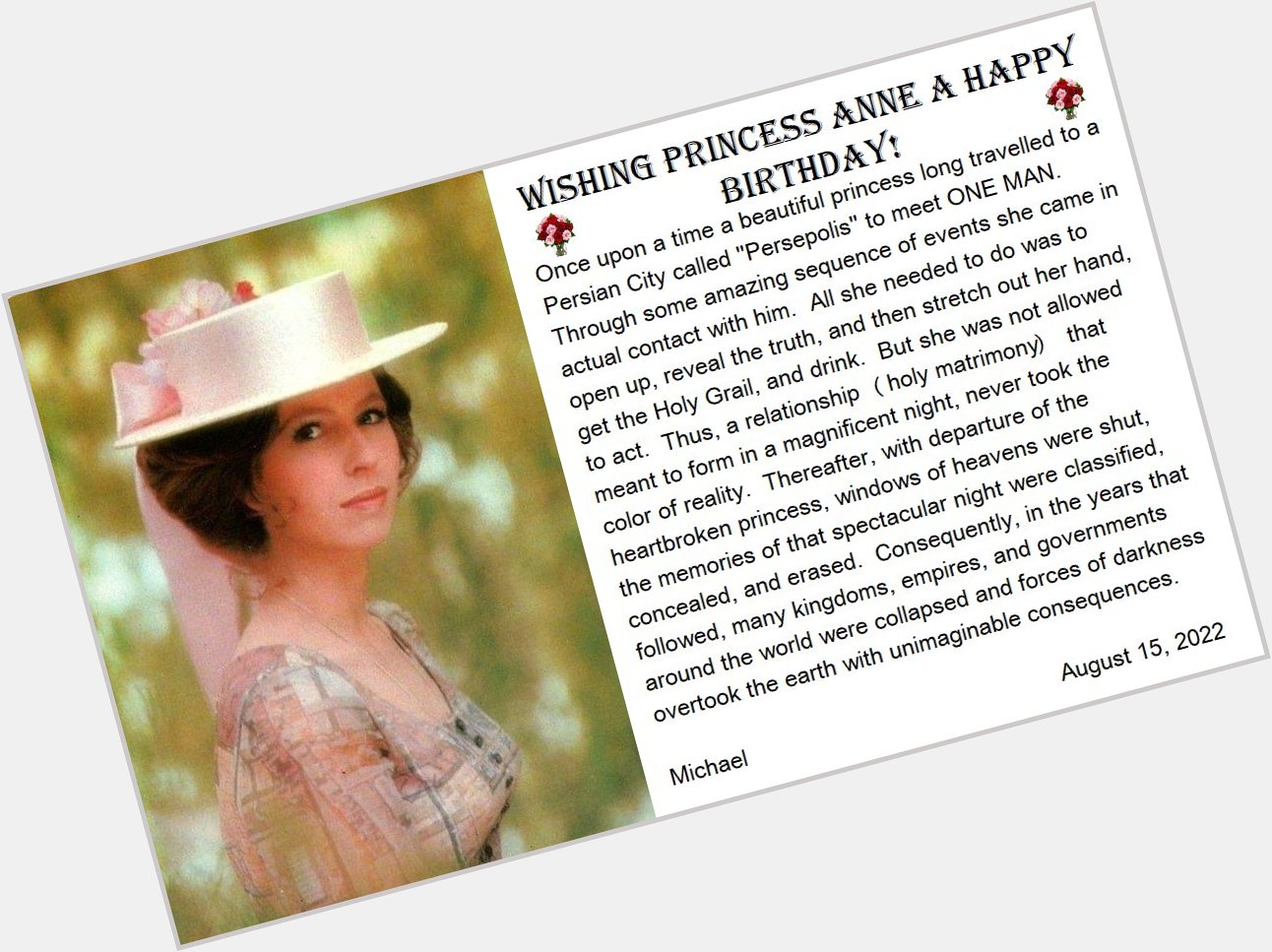  Wishing Princess Anne a Very Happy Birthday!

 