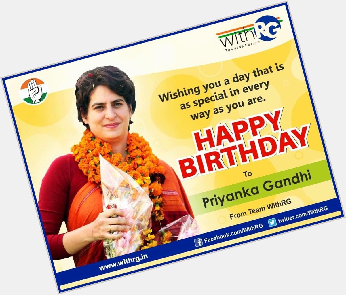 Happy birthday to Priyanka Gandhi ji.  