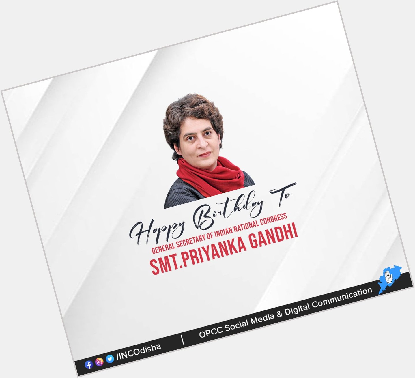 Wishing a very happy birthday to Smt. Priyanka Gandhi. May the almighty bless her with a long & healthy life! 