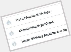 Mga kapuso Trending 

\" WeGotYourBack MyJaps
  KeepShing BryanOlano
 Happy Birthday Rachelle Ann Go 