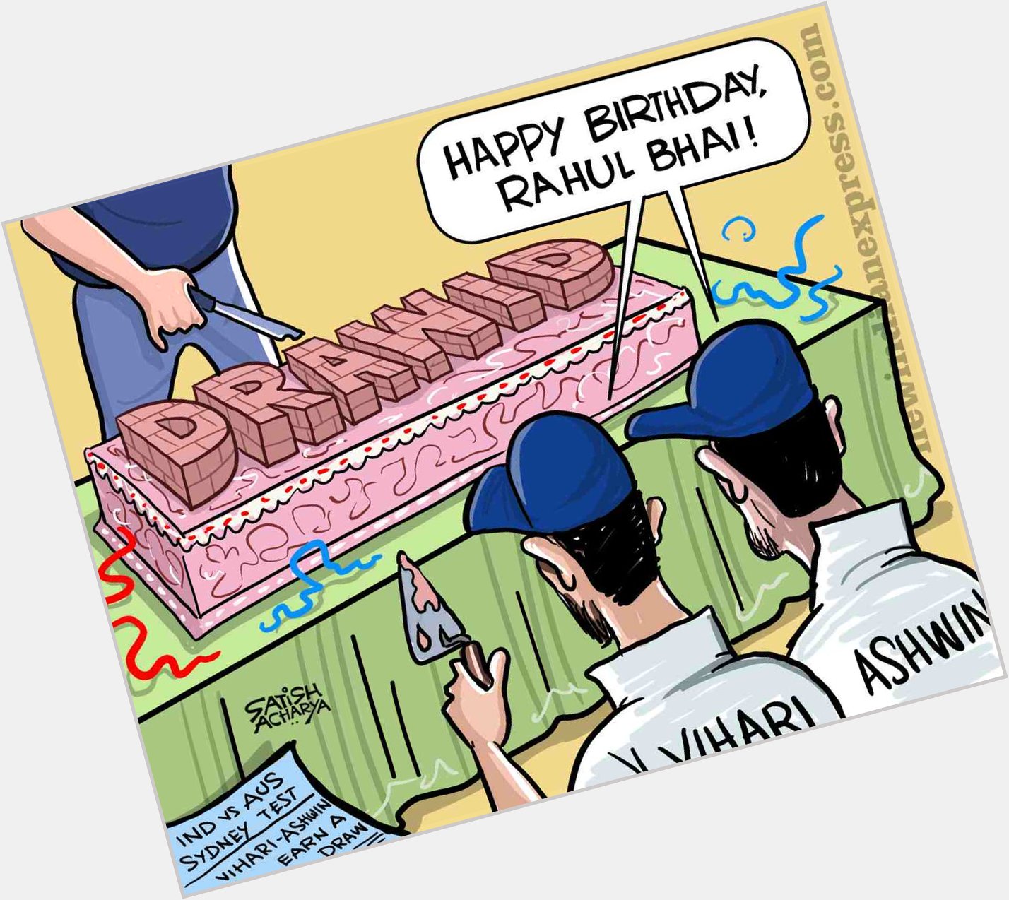 Happy Birthday, Rahul Dravid!   cartoon 