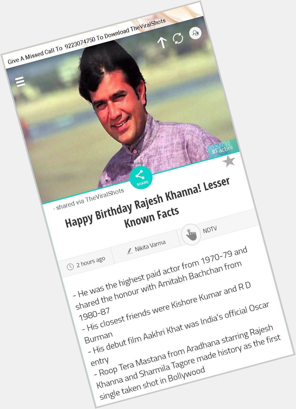 Happy Birthday Rajesh Khanna! Lesser Known Facts


-via  
