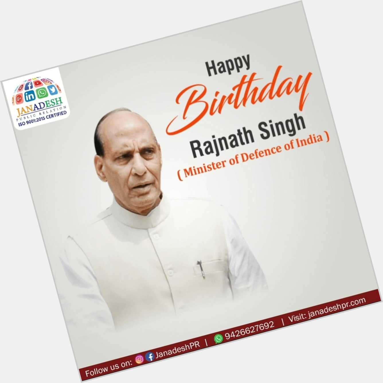 Happy Birthday To honorable Defences Minister of India
Shri Rajnath Singh 