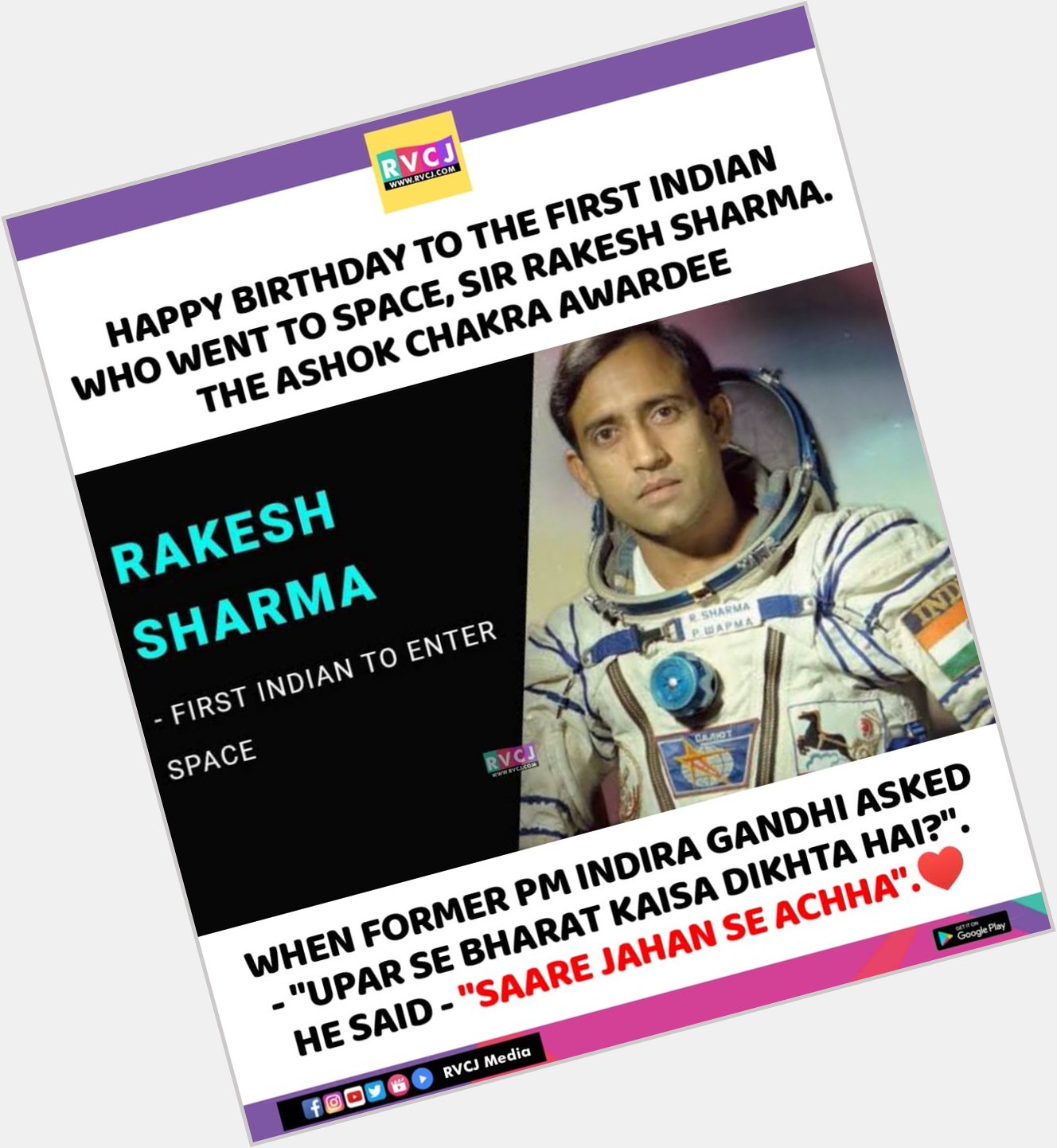 Happy Birthday Rakesh Sharma! 