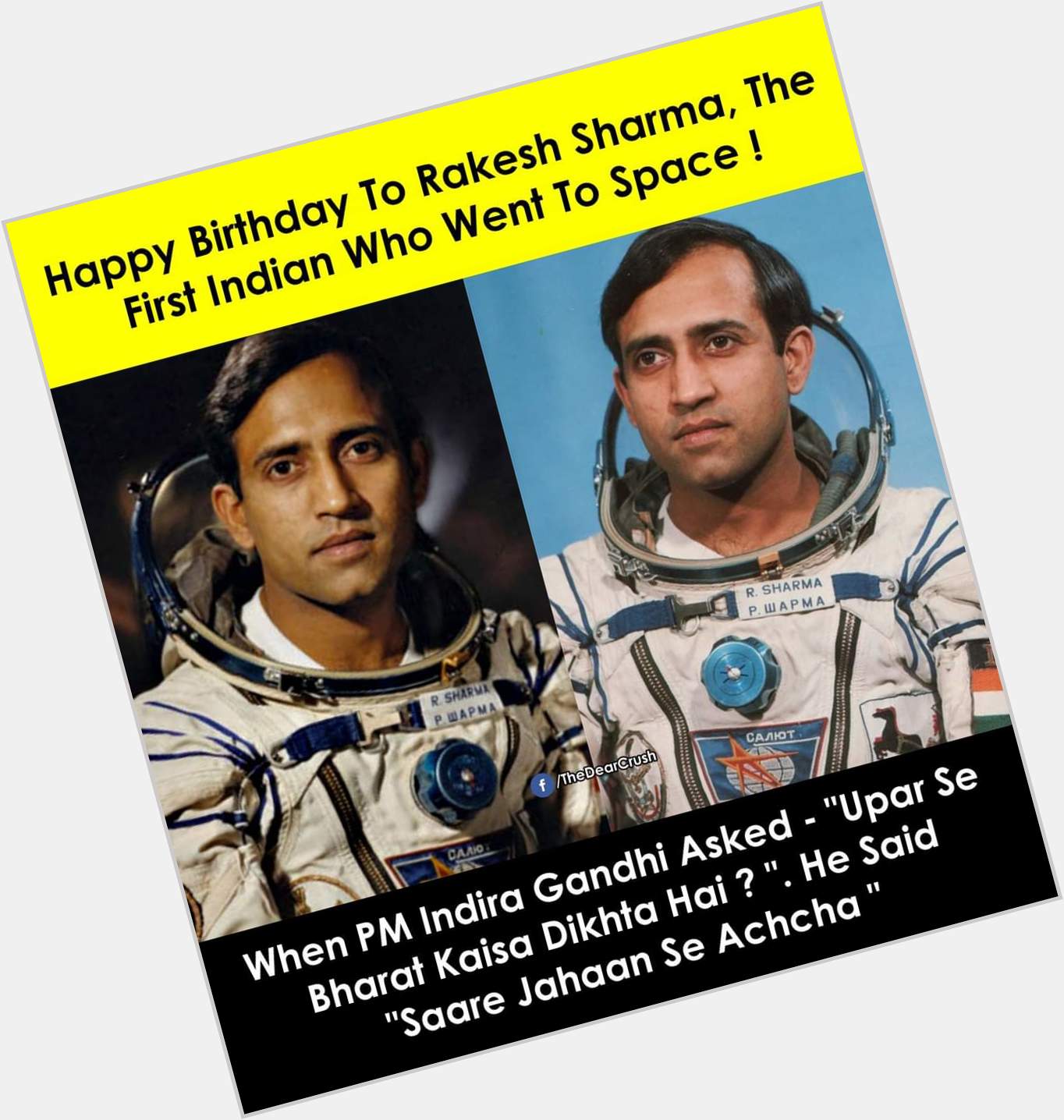 Happy Birthday To Rakesh Sharma, The First Indian Who Went To Space! - 