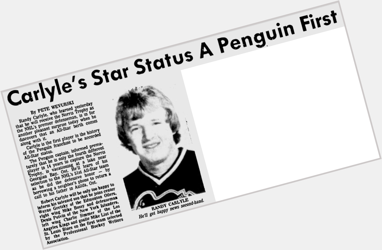 Happy 59th Bday to Randy Carlyle - got 1st (and only) Norris & 1st (of many) 1st Team AllStar spots in 1981 