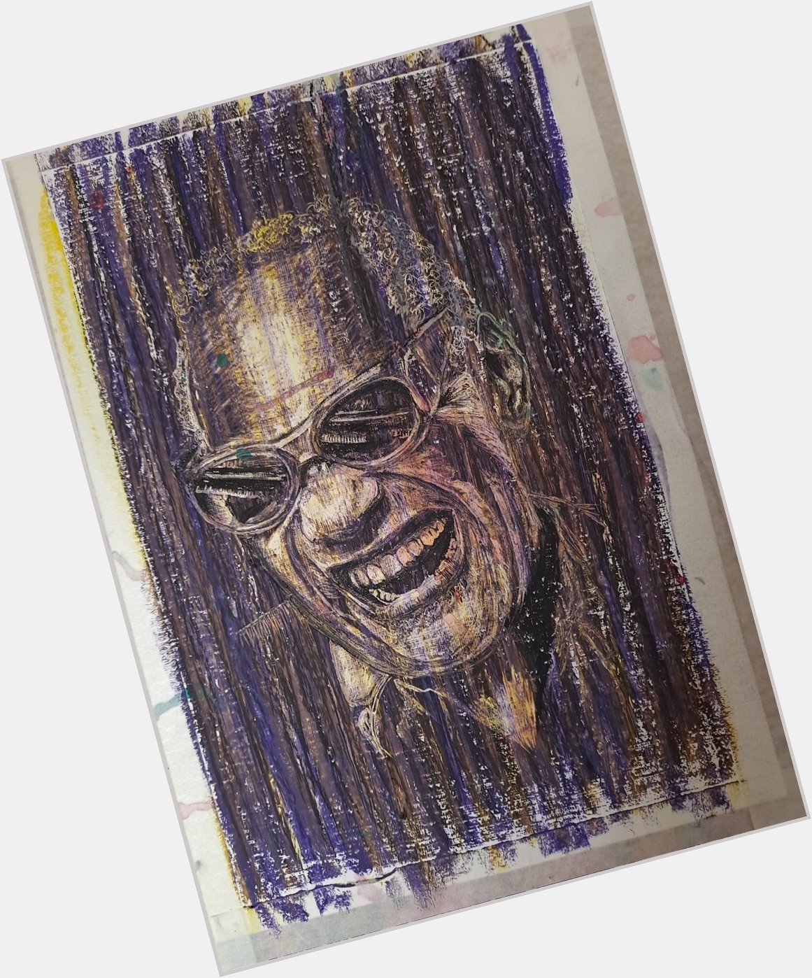 Happy birthday to Ray Charles, born  on this day in 1930.

Oil and ink on acrylic paper, 21cm x 30cm. 