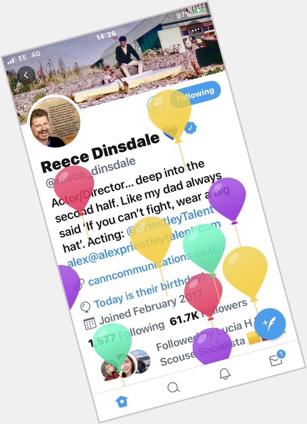  I get the balloons on your profile. Happy birthday 