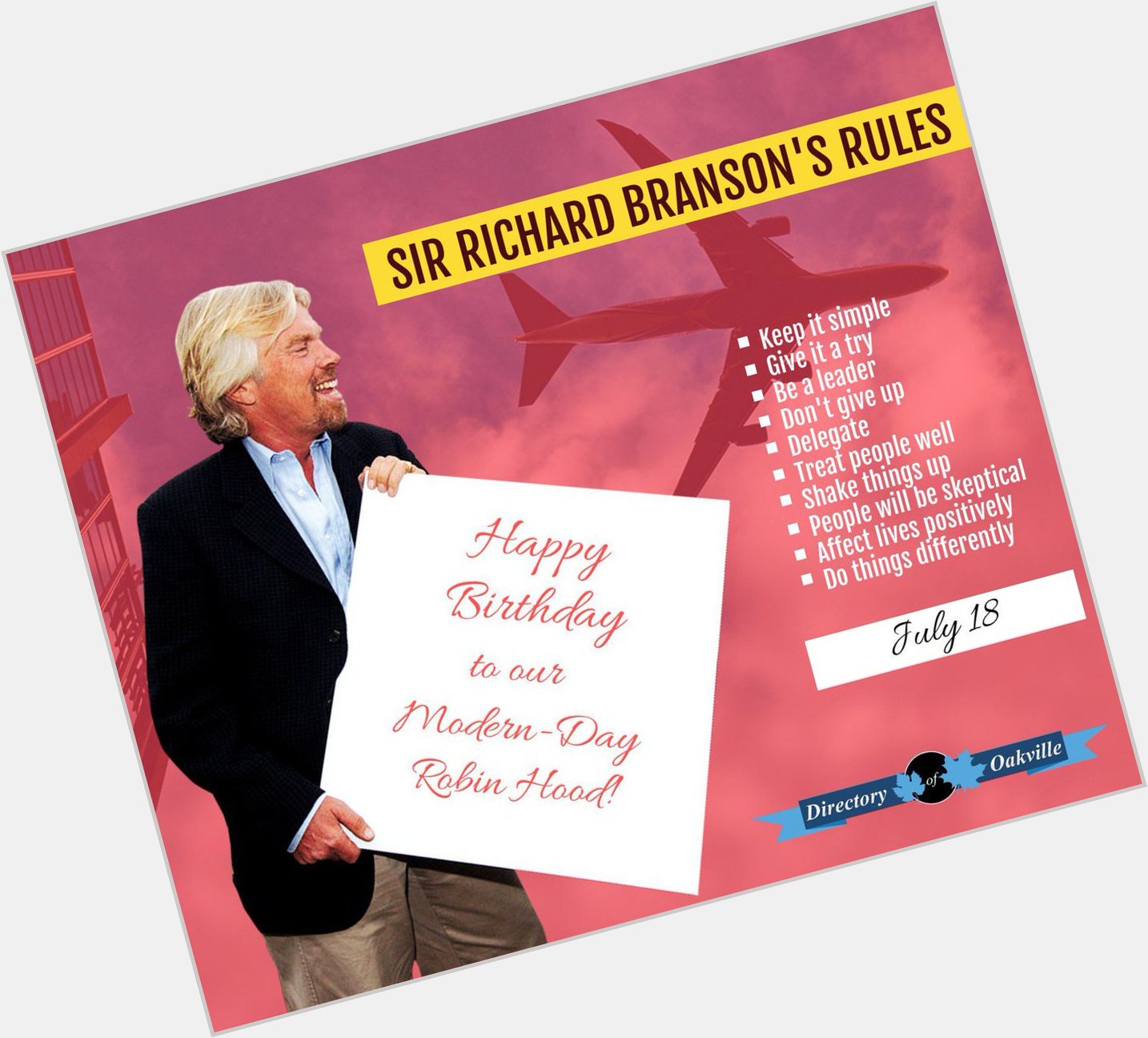 HAPPY BIRTHDAY! Richard Branson, born July 18, 1950 