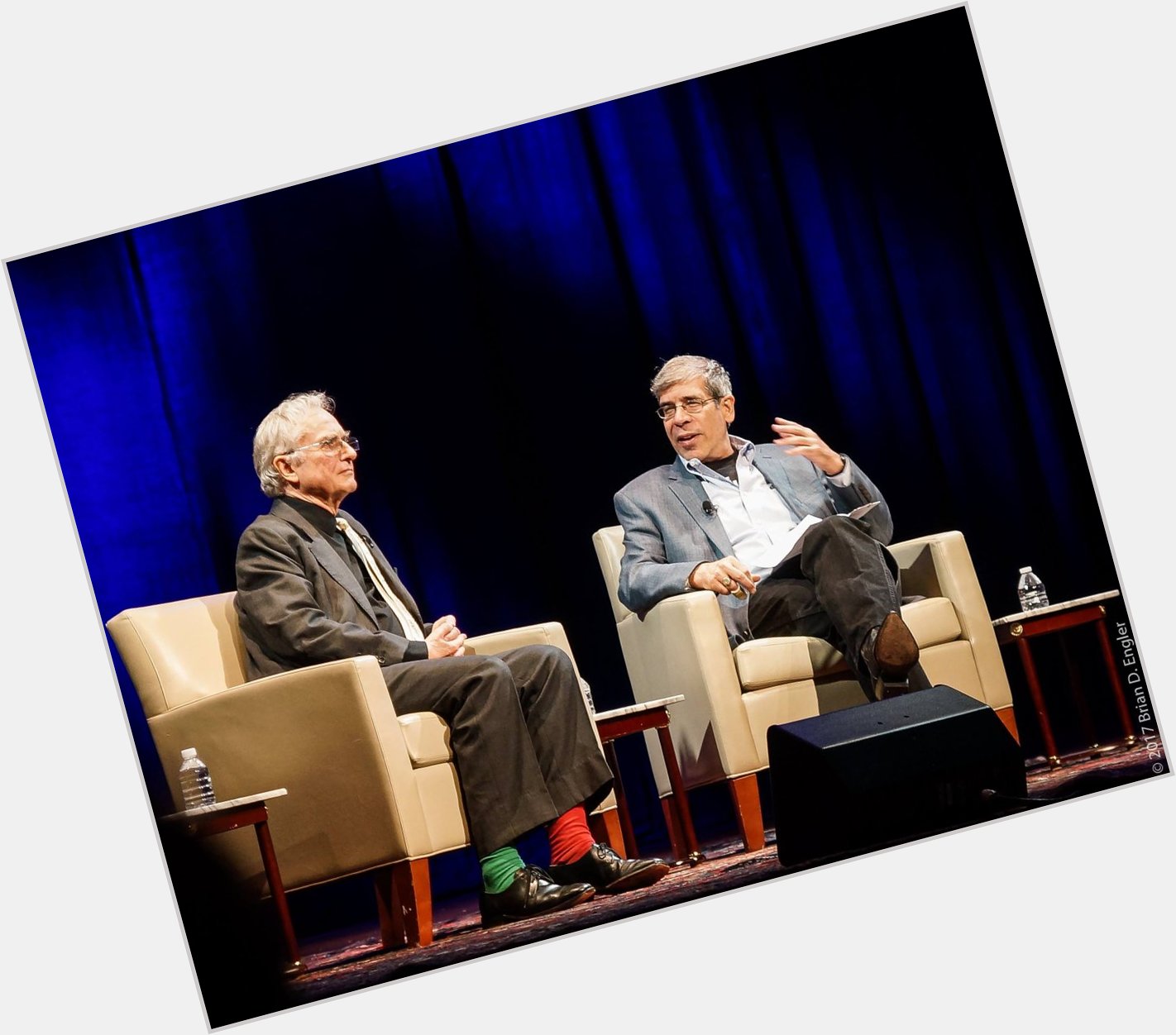Happy birthday to Richard Dawkins, who turns 80 today. 

The obligatory vanity photo; note his unmatched socks. 
