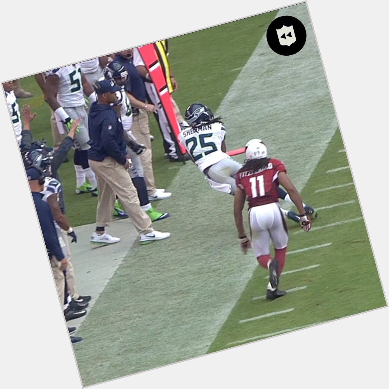 Richard Sherman showing off his WR skills on the sideline. (Sept. 9, 2012)

Happy birthday,  