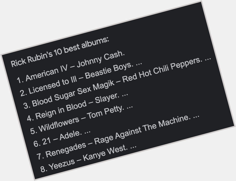 Happy birthday, Rick Rubin. Look at this list ... 