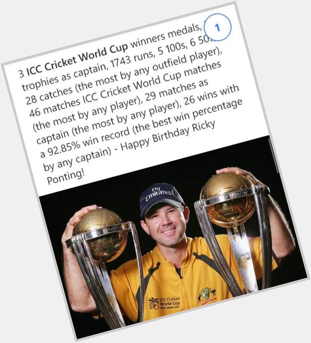 Happy birthday to greatest player ever ...... RICKY PONTING.... Missing you 