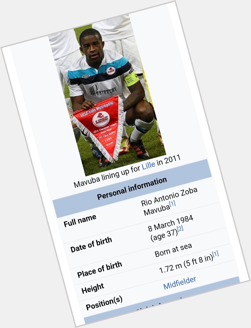 Happy Birthday to Rio Mavuba The only footballer that I\m aware of who was born at sea 