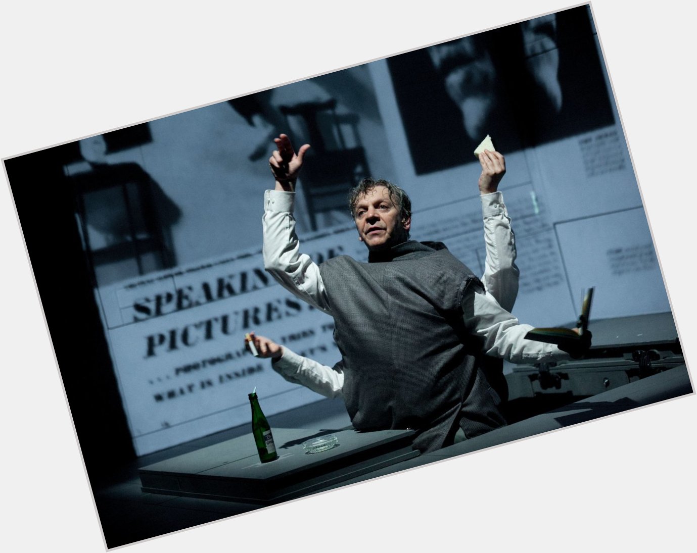 Happy birthday to Robert Lepage; Marc Labrèche in the revised \"Needles & Opium,\" 2013. Via 