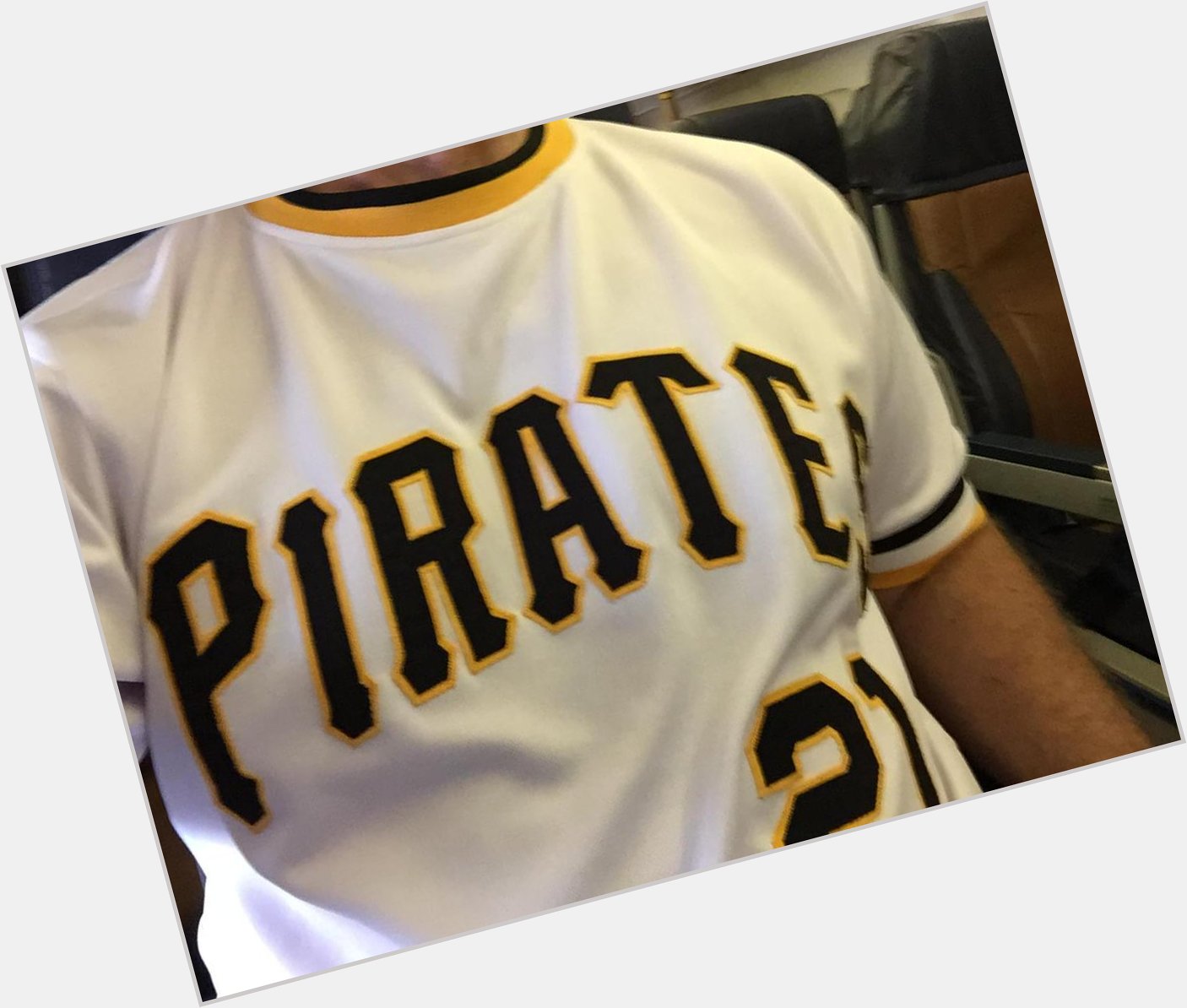 Wearing my Roberto Clemente jersey today in honor of my favorite player as a boy. birthday 