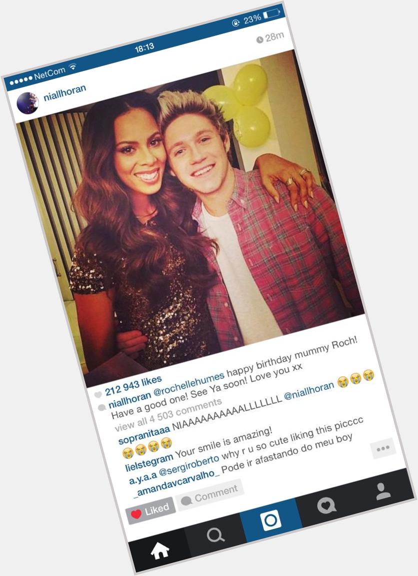 Niall posted this on Instagram around 30 min ago, wishing a happy birthday to Rochelle Humes.  