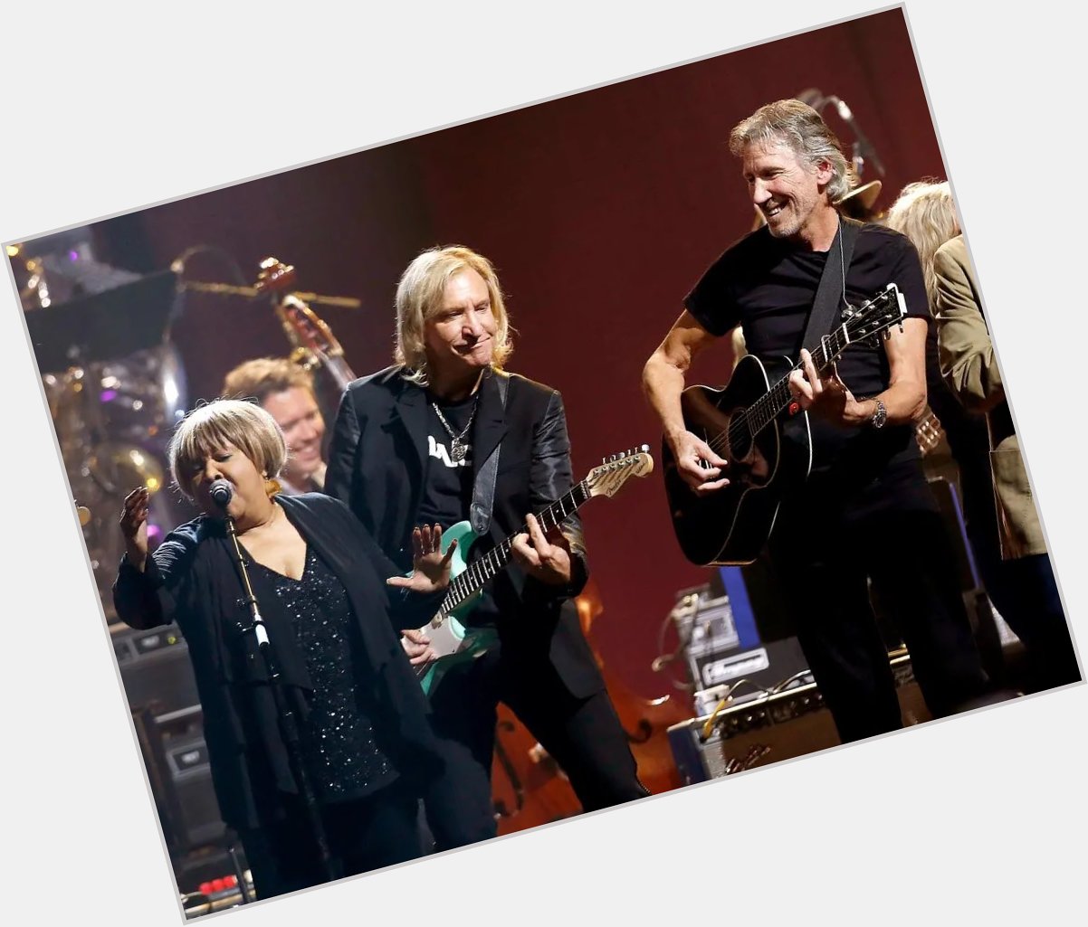 Happy Birthday to Roger Waters. 

Roger Waters with Mavis Staples and Joe Walsh at Love For Levon Tribute in 2012. 