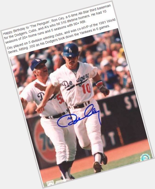 Happy Birthday to Ron Cey!    