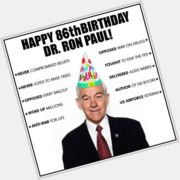 Happy birthday to the GOAT, the only good politician, the happy warrior, the man himself 

Ron Paul 