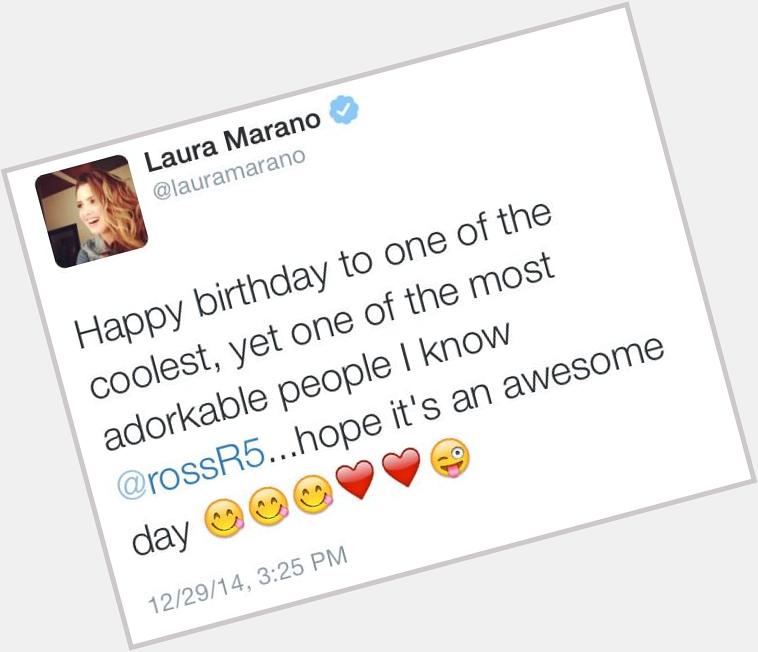 Laura Marano\s \"happy birthday\" message to Ross Lynch. 