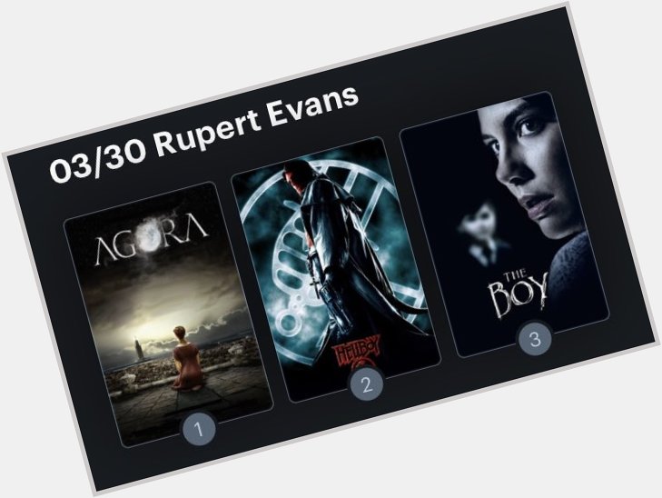 Hoy cumple años el actor Rupert Evans (44) Happy birthday ! Aquí mi miniRanking: 
