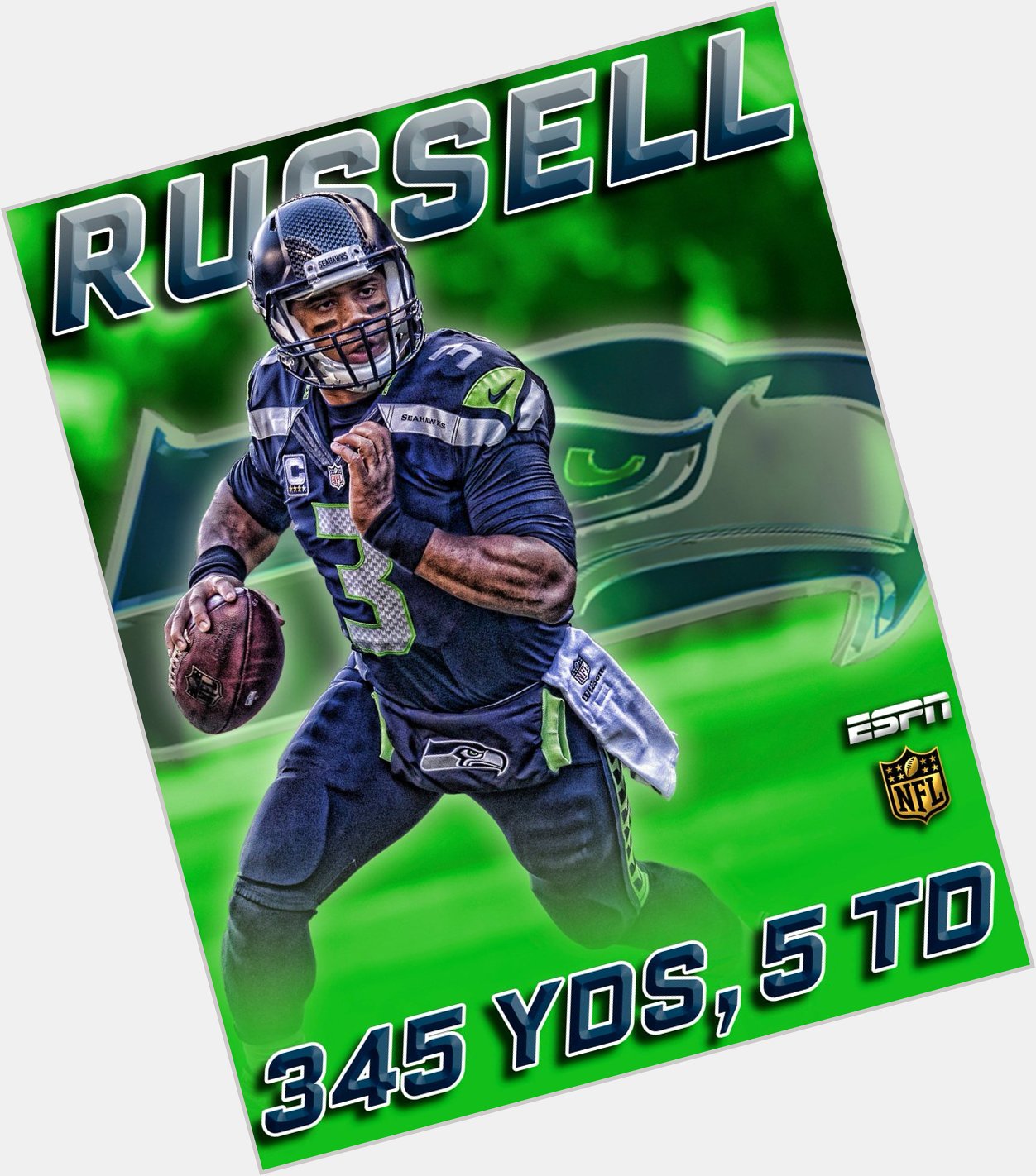 Happy birthday to Russell Wilson. He celebrates with career highs in both passing yards & passing TD in a game.   